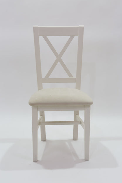Silla CRUZ ASIENTO TAPIZADO acabado – silla de madera a medida personalizado | Look Vintage