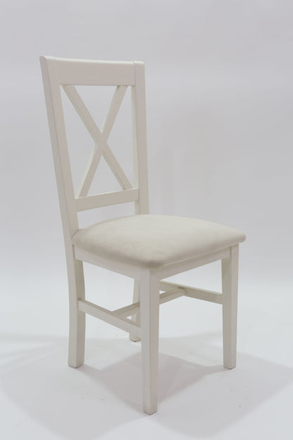 Silla CRUZ ASIENTO TAPIZADO detalle – silla de madera a medida | Look Vintage